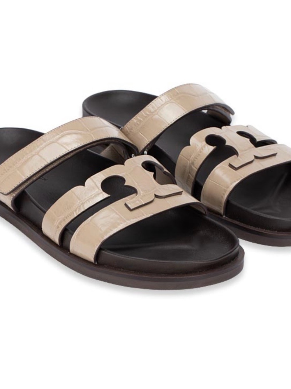 Tory Burch Ines Sport Slide Croc Embossed leather